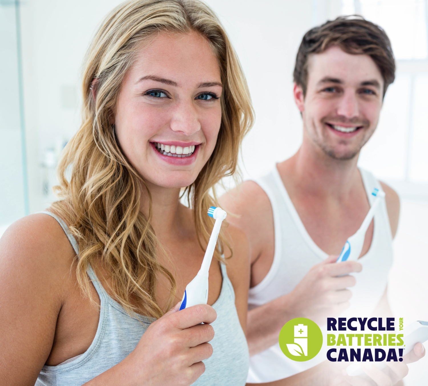 Couple with a Battery-Powered Electric Toothbrush