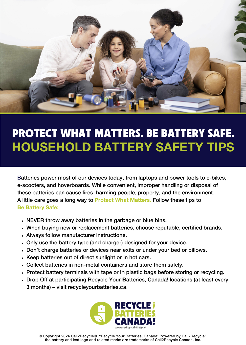 Consumer Household Battery Tip Sheet Consumer Household Battery Tip Sheet